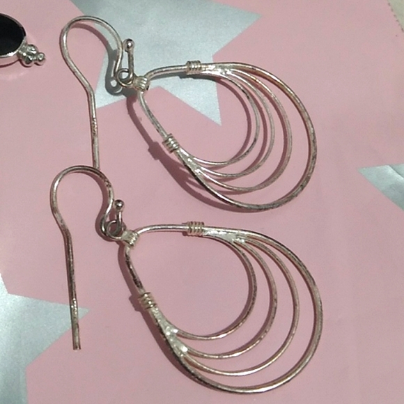 Onyx & Sterling Silver Earring Bundle 2 Pair Bundle - Picture 3 of 9